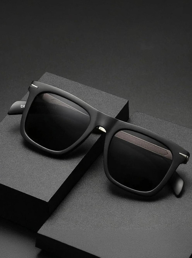 AKAYI Retro Square Sunglasses(For Men, Black)