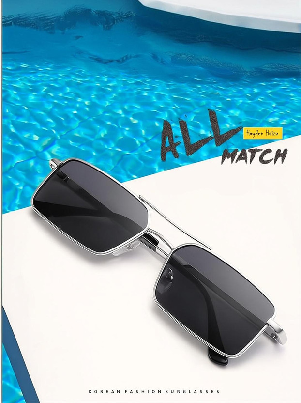 hayden haiza Rectangular Sunglasses(For Men & Women, Black)