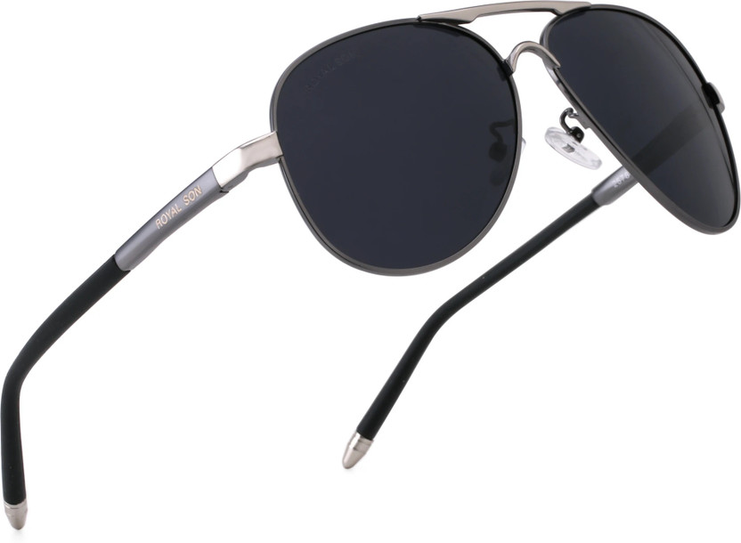 ROYAL SON Aviator Sunglasses(For Men & Women, Black)