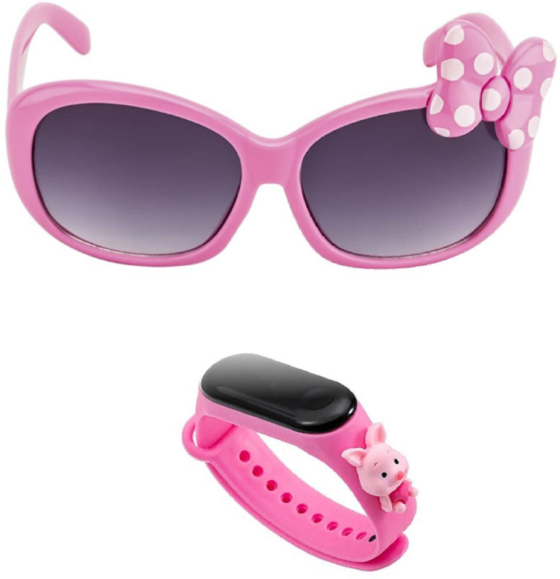 UZAK Oval Sunglasses(For Girls, Grey)