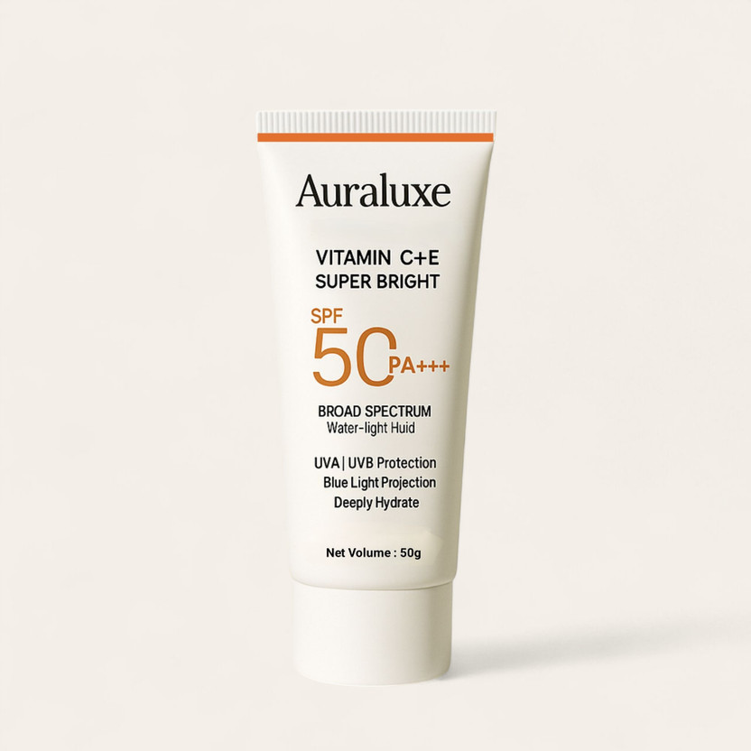 auraluxe Sunscreen - SPF 50 PA+++ with Vitamin C & E, UV & Blue Light Shield(50 g)