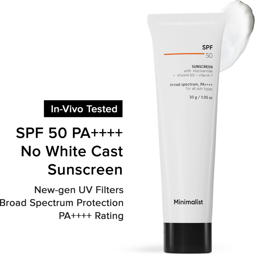 Minimalist Sunscreen - SPF 50 PA++++ Lightweight Niacinamide Broad Spectrum SunCream |No White Cast |Men&Women(30 g)
