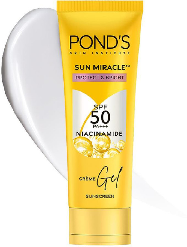 POND's Sunscreen - SPF 50 PA+++ Creme Gel Sun Miracle Protect & Bright, With Niacinamide(100 g)