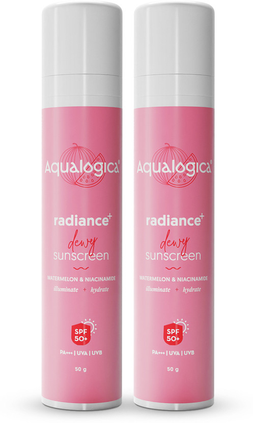 Aqualogica Sunscreen - SPF 50 PA+++ Ray of Radiance Duo (2 Pck Dewy Sunscreen SPF 50 with Watermelon & Niacinamide)(100 g)