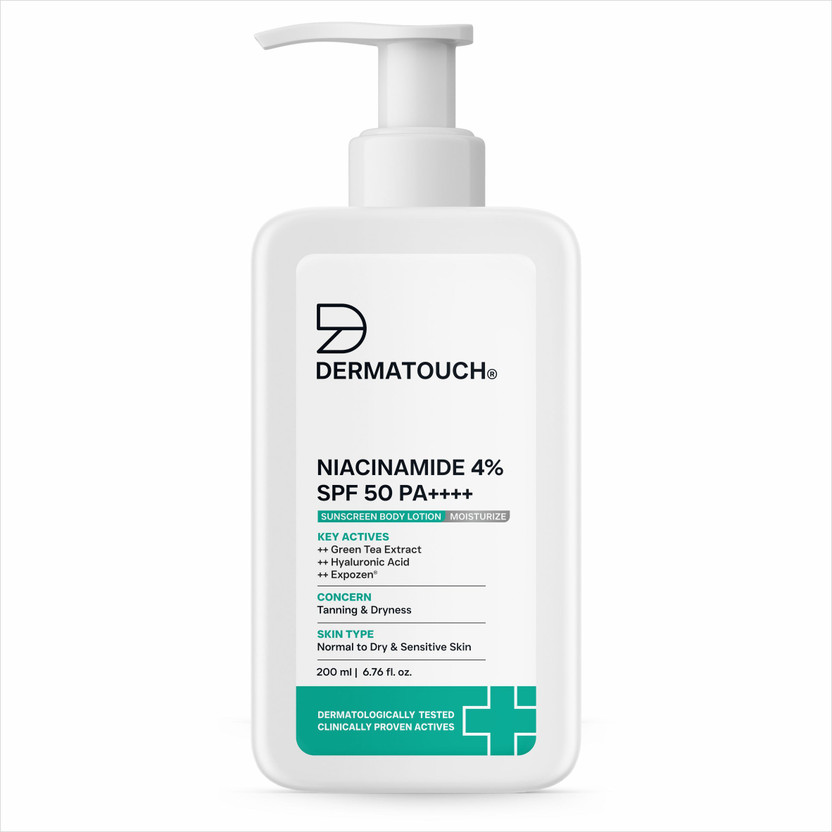 Dermatouch Sunscreen - SPF 50 PA++++ NIACINAMIDE 4% SPF 50 PA++++ SUNSCREEN LOTION 200ml , Body Lotion for Tanning(200 ml)