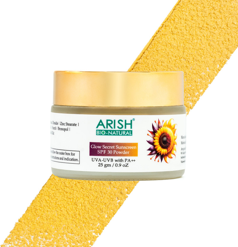 ARISH BIO-NATURAL Sunscreen - SPF 30 PA++ Glow Secret Sunscreen SPF30 Powder| Matte Finish, Lightweight(25 g)