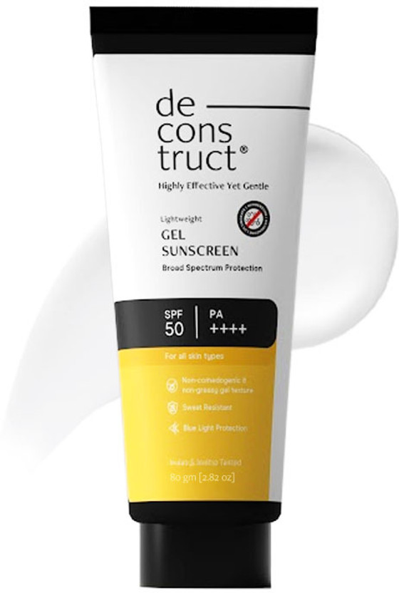 Deconstruct Sunscreen - SPF 50 PA++++ Lightweight Gel Sunscreen for Oily Skin | Value Pack | For Men & Women(80 g)
