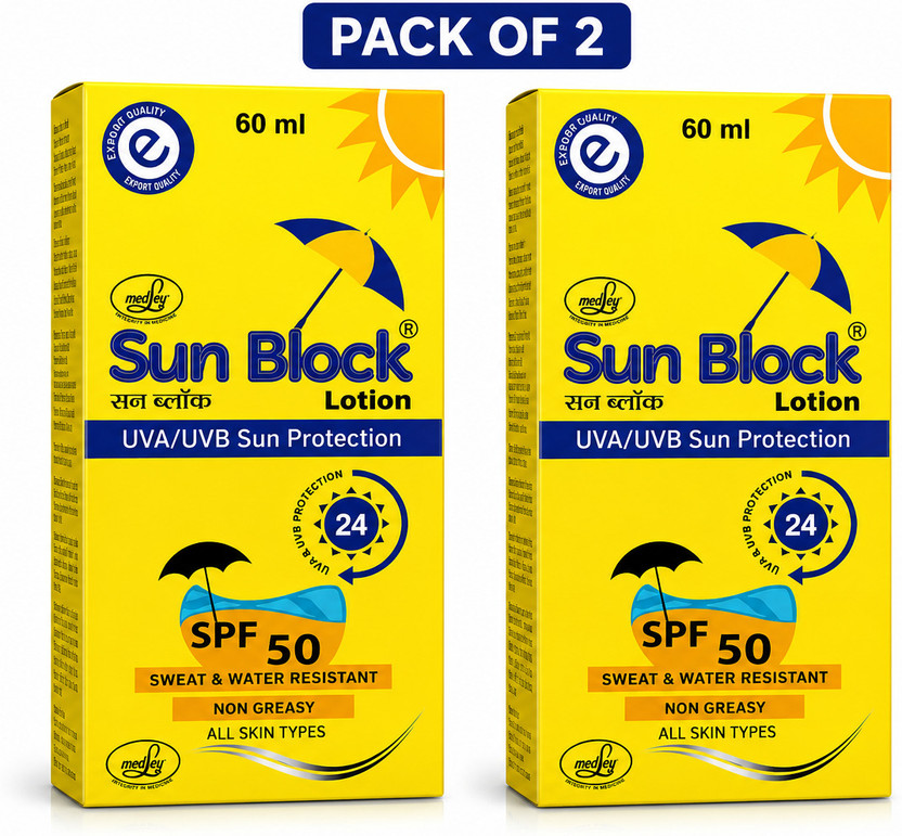 SunShade Sunscreen - SPF 50 MEDLEY SUN BLOCK LOTION PACK OF 002(120 g)