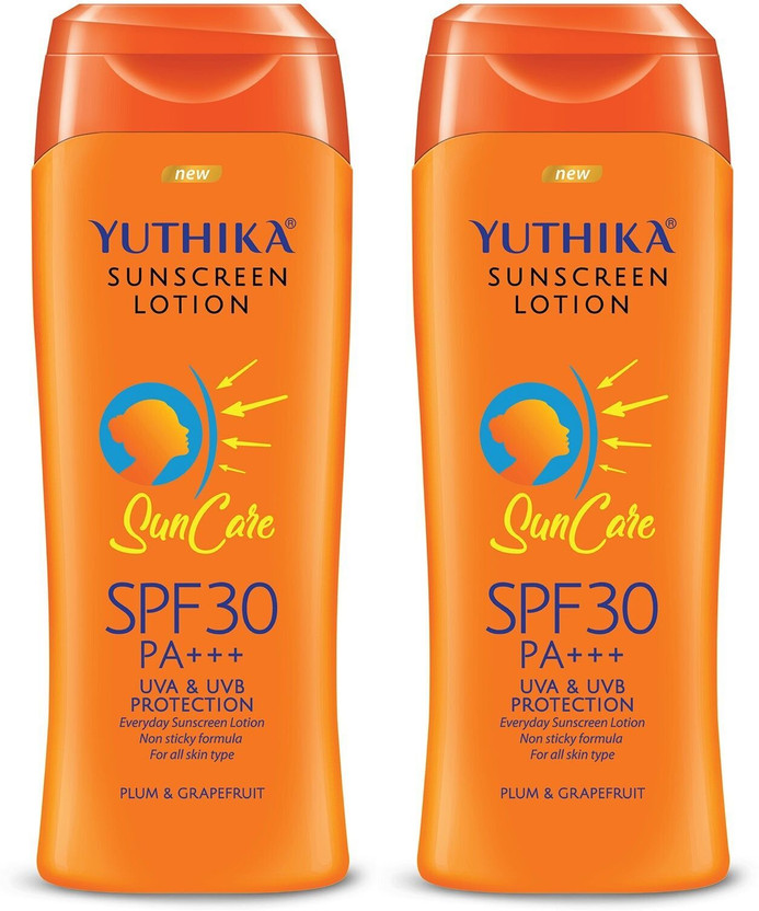 Yuthika Sunscreen - SPF 30 PA+++ Sunscreen Lotion Sun Care UVA UVB Protection Sunscreen For Women Men (Pack OF 2)(200 ml)