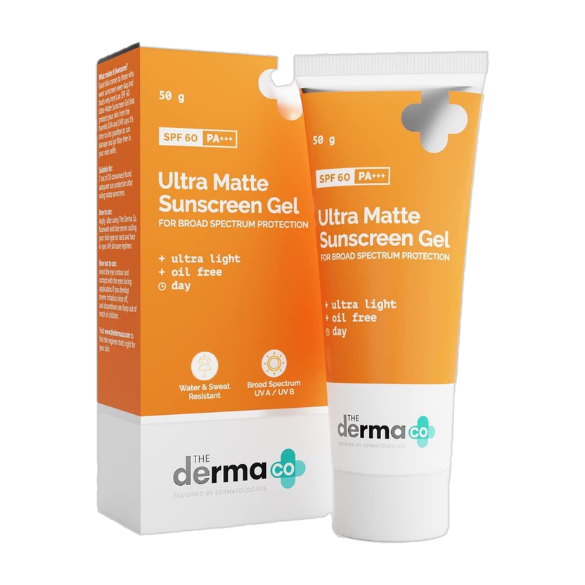 The Derma Co Sunscreen - SPF 60 PA+++ Ultra Matte Sunscreen Gel with(50 g)