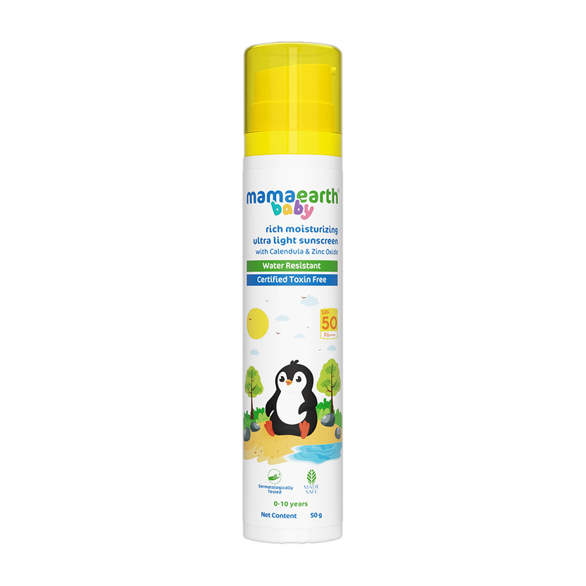 Mamaearth Sunscreen - SPF 50 PA++++ Rich Moisturizing Ultra Light Sunscreen(50 g)