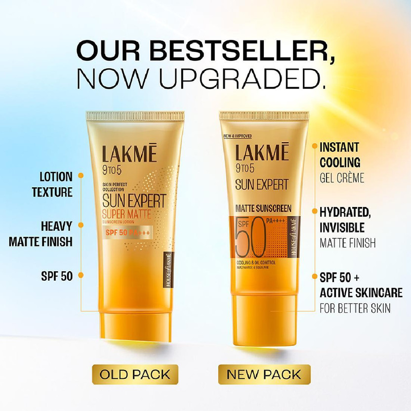 Lakmé Sunscreen - SPF 50 PA+++ 9 To 5 Sun Expert Super Matte(100 ml)