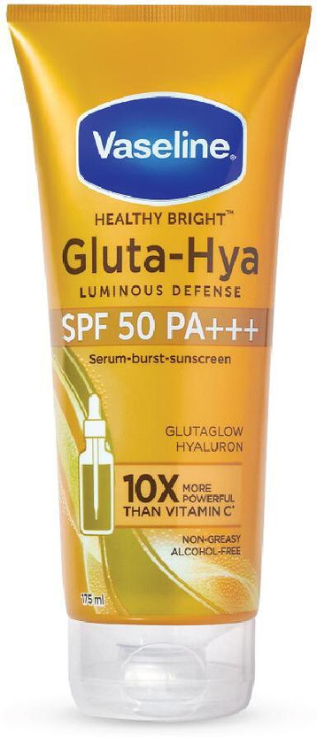 Vaseline Sunscreen - SPF 50 PA+++ Gluta Hya-Antioxidant SPF50 PA+++ Sunscreen|Glutathione & Hyaluronic Acid 175 ML(175 ml)