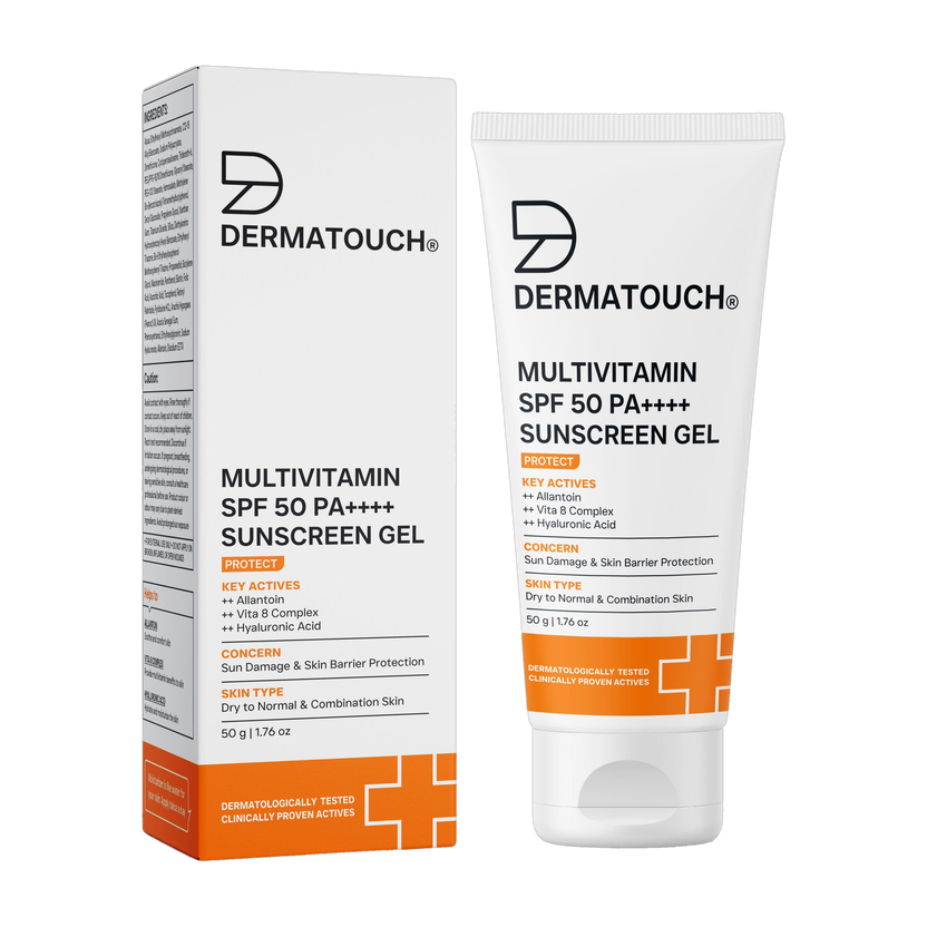 Dermatouch Sunscreen - SPF 50 PA++++ Multivitamin Gel | UVA-UVB Protection | Zero White Cast(50 g)