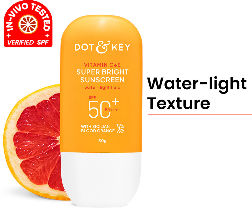 Dot & Key Sunscreen - SPF 50 PA++++ Vitamin C + E Super Bright Sunscreen, In-Vivo Tested or All Skin(30 g)