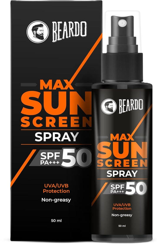 BEARDO Sunscreen - SPF 50 PA+++ Max Spray For Men | Non-greasy|Easy Application For Oily Skin|UVA UVB Protection(50 ml)