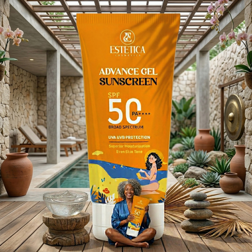 Estetica Cosmetics Sunscreen - SPF 15+ PA++++ SPF 50 PA++++ Advanced UV Protection Gel with Moisturizer(50 g)