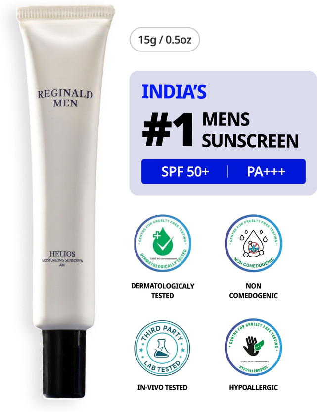 Reginald Men Sunscreen - SPF 50 PA++++ Sunscreen-SPF 50 PA++++Moisturising Sunscreen SPF 50+PA++++ with 11 Actives Mini(15 g)