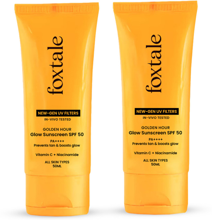 Foxtale Sunscreen - SPF 50 PA+++ Glow Sunscreen with Vitamin C & Niacinamide SPF 50 PA++++ In-Vivo Tested(100 ml)