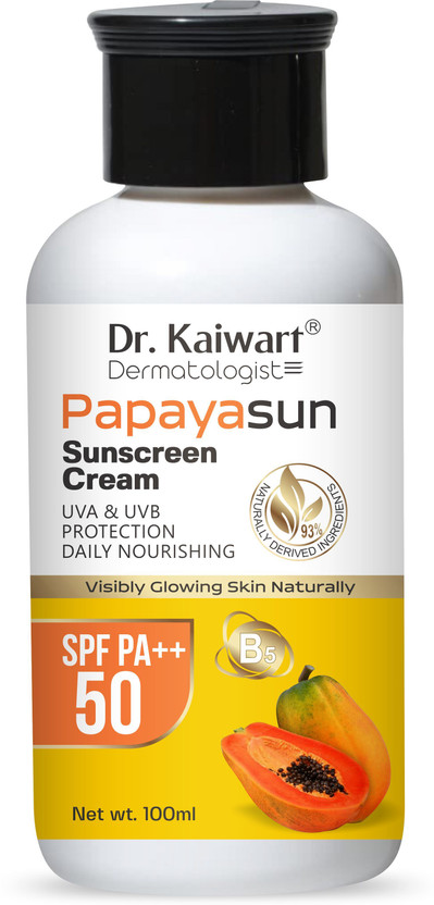 Dr. Kaiwart Sunscreen - SPF 50 PA++ Advanced Pro Formula Papaya Sunscreen No White Cast, All Skin Type(100 ml)