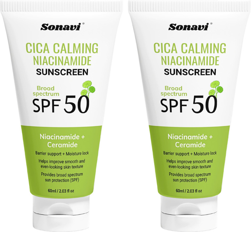 Sonavi Sunscreen - SPF 50 Cica Sunscreen SPF 50 PA+++ | Niacinamide Moisture Cream | Lightweight Sun Care(120 ml)