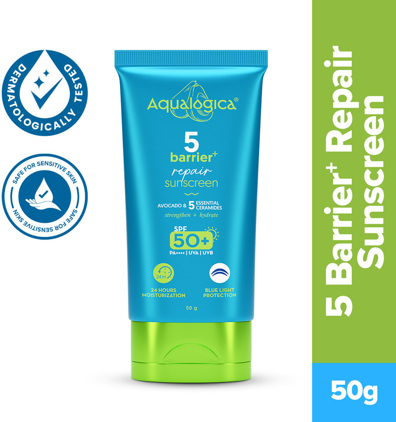 Aqualogica Sunscreen - SPF 50 PA++++ 5 Barrier+ Repair Sunscreen with Avocado & 5 Essential Ceramides(50 g)