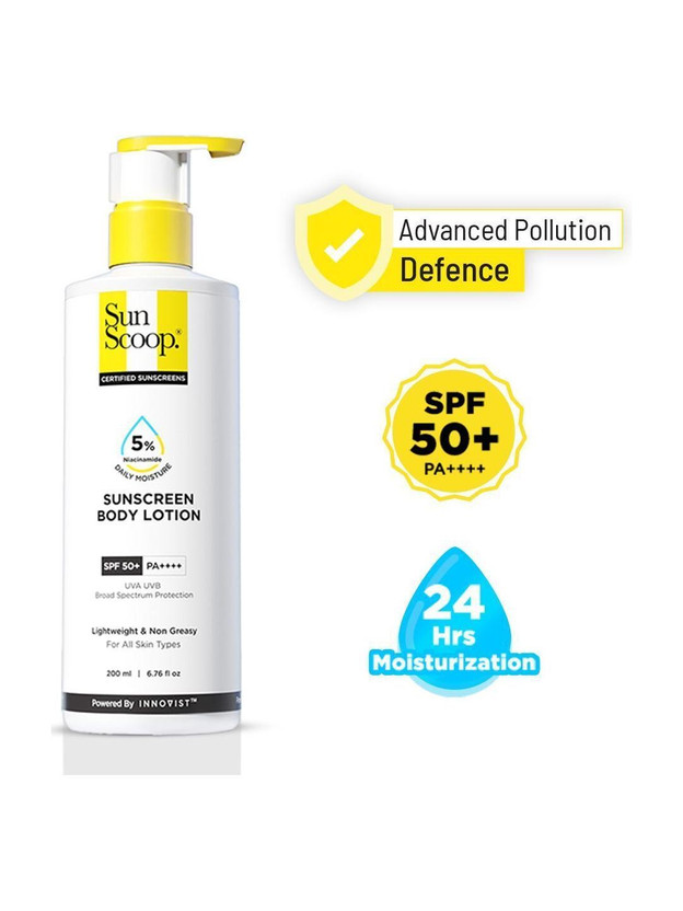 SunScoop Sunscreen - SPF 50 PA++++ 5% Niacinamide Body Lotion Reduces Tan In-Vivo Tested(200 ml)