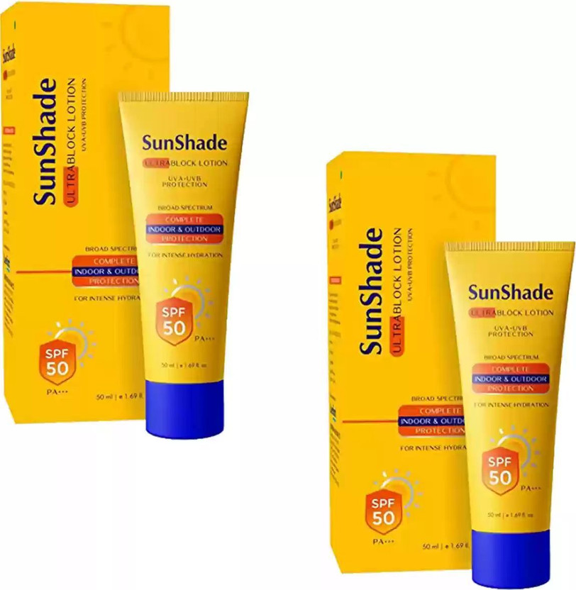 SunShade Sunscreen - SPF SPF50 PA+++ ULTRA BLOCK LOTION UVA+UVB PROTECTION (PACK OF 2)(100 ml)