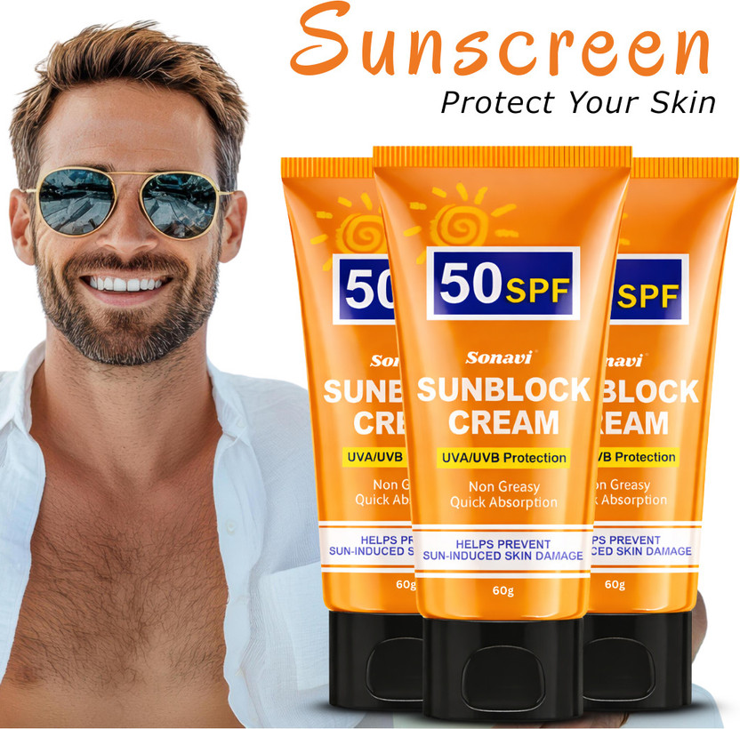 Sonavi Sunscreen - SPF 50 SPF 50 Sun Care Cream For Outdoor Skin Protection for Men & Women(180 g)
