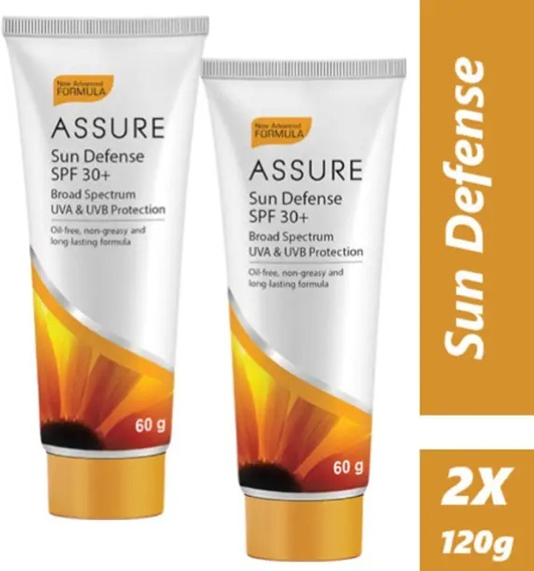 ASSURE Sunscreen - SPF SPF 30+ PA++ Sun Defence SPF 30+ Sunscreen Cream | Broad Spectrum UVA & UVB Protection(120 g)