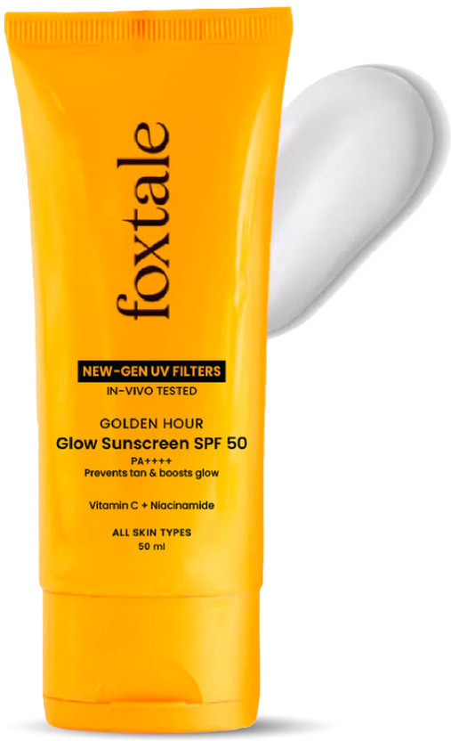 Foxtale Sunscreen - SPF 50 PA+++ Glow Sunscreen with Vitamin C & Niacinamide SPF 50 PA++++ In-Vivo Tested(50 ml)