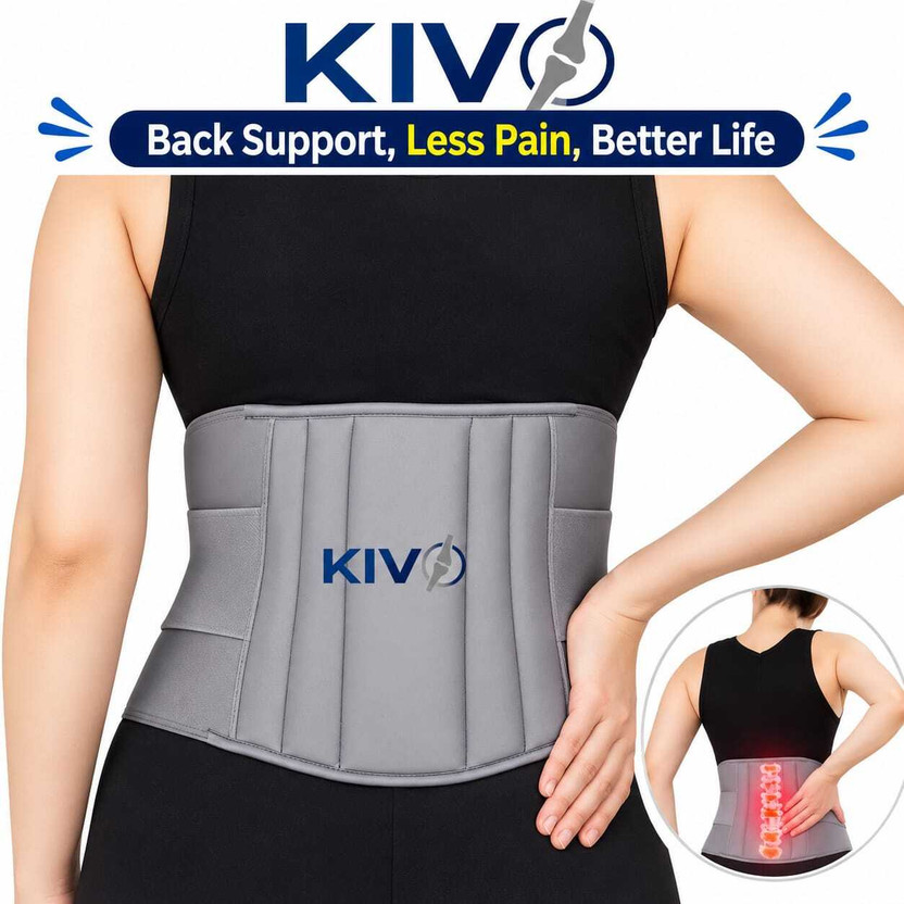 Kivo. Kivo. Lumbar Back Support Belt for Men & Women | Adjustable Lower Back Support Belt Back / Lumbar Support(Grey) - Flipkart Deal