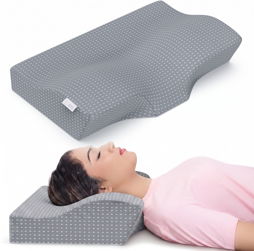 MY ARMOR Cool Gel Memory Foam Cervical Pillow for Neck Pain and Shoulder Pain Relief Cervical Pillow(Grey)
