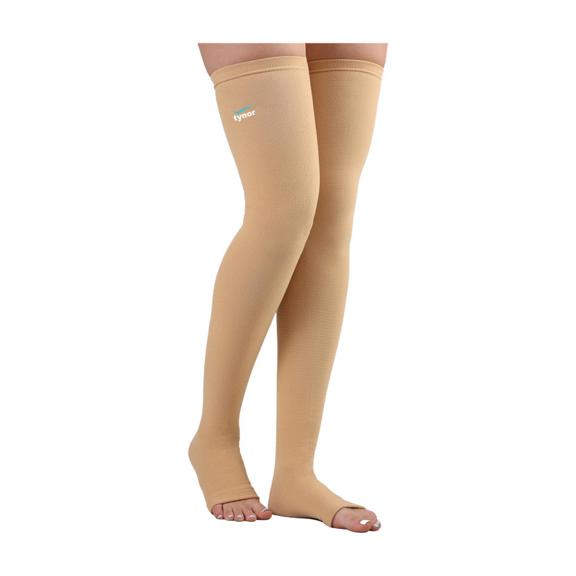 TYNOR Compression Stocking Mid Thigh Classic, Beige, Medium, 1 Pair Knee Support(Beige)