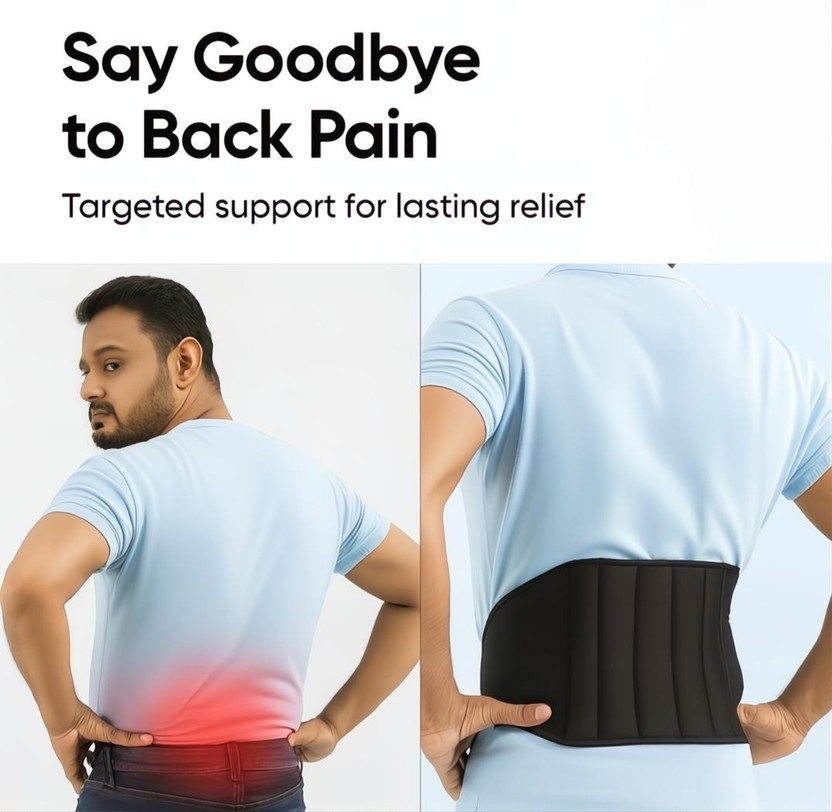 Orthonexa Orthopedic Lumbar Support Belt | Lower Back Pain Relief for Daily Use LS Belt Back / Lumbar Support(Black)