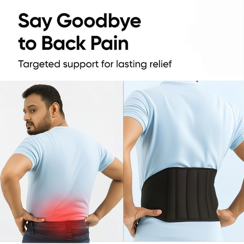 Orthonexa Orthopedic Lumbar Support Belt | Lower Back Pain Relief for Daily Use LS Belt Back / Lumbar Support(Black)
