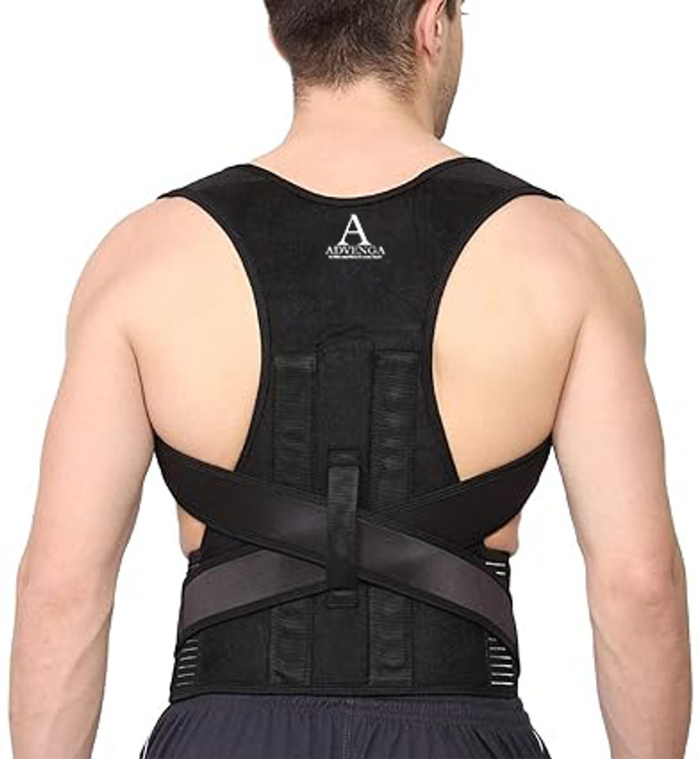 Advenga Adjustable & Breathable Posture Corrector Back Brace Shoulder Support Trainer Back / Lumbar Support(Black)