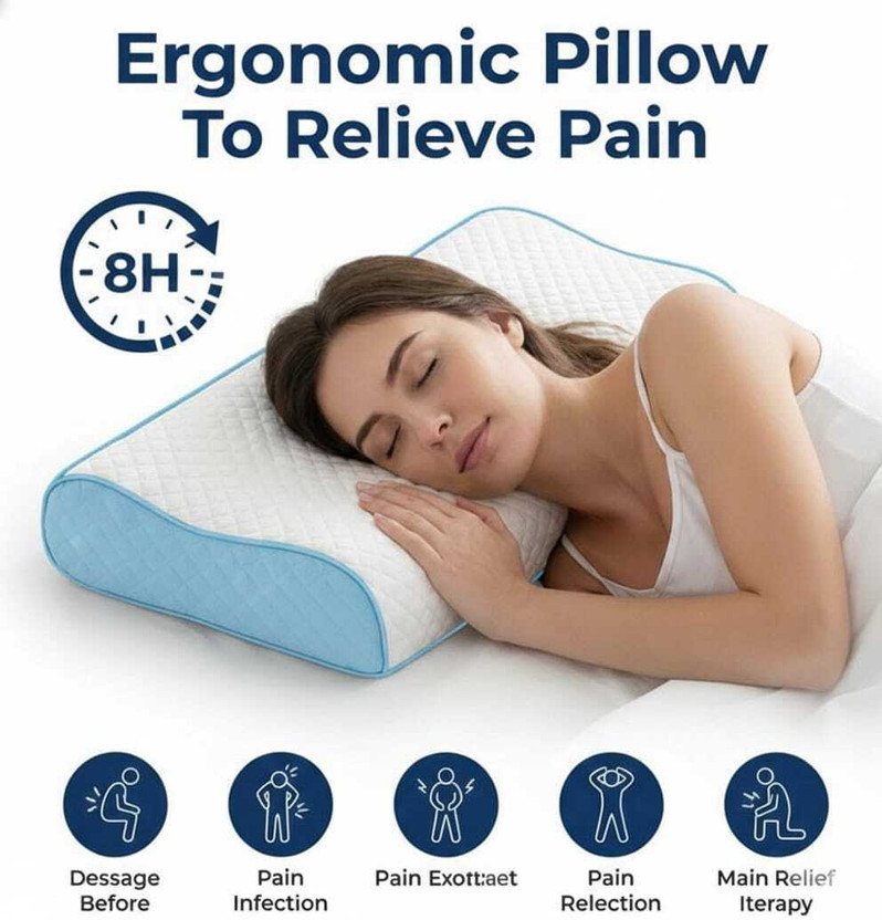 Kartona Orthopaedic Cervical Pillow - Ergonomic Pillow to Relieve Pain Cervical Pillow(Blue)