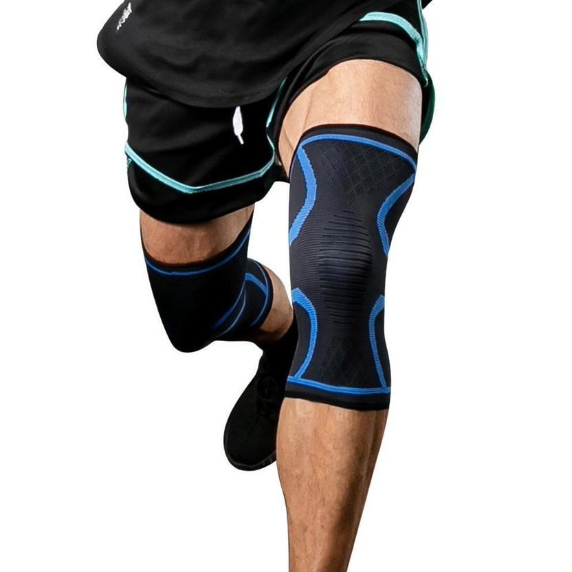 Leosportz (1pair) of Sports Pain Relief knee sleeve knee cap knee guard Knee Support(Blue, Black)