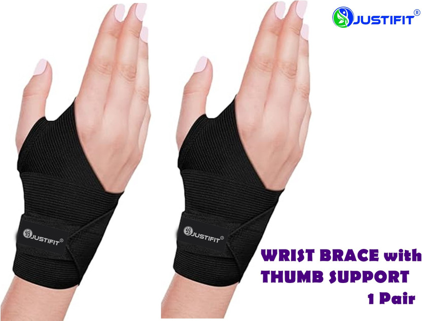 JUSTIFIT Wrist Brace with Thumb Support for Pain Relief and Sports Unisex Wrist Support(Black)