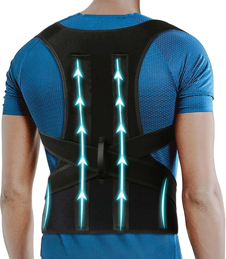 Ahs Products Long Dual Metallic Plate at Back Brace Shoulder Upright Support Trainer for Body Posture Corrector