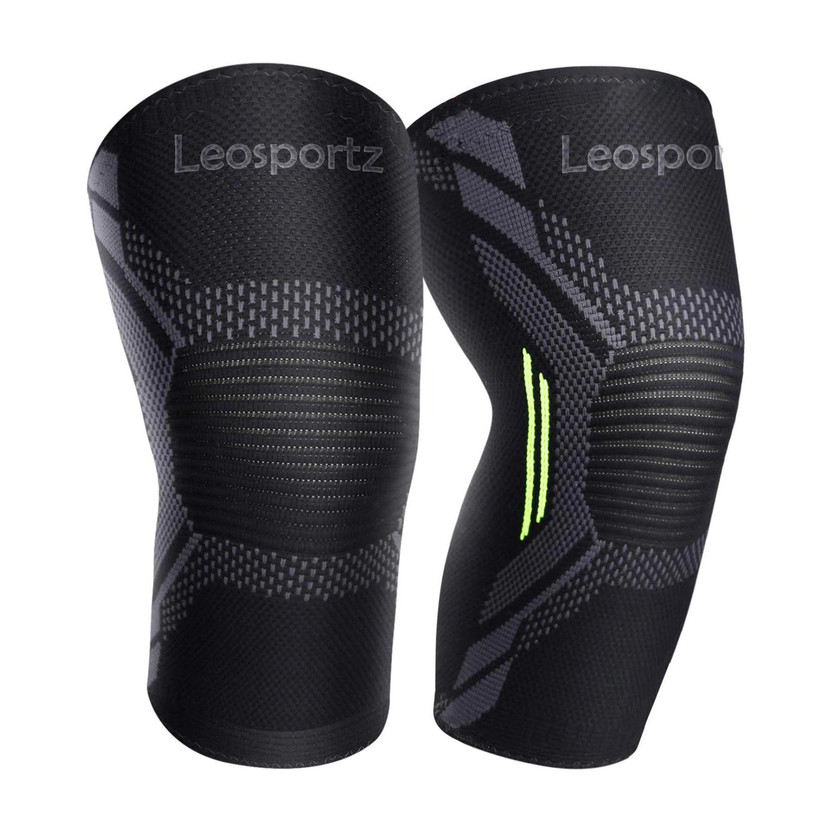 Leosportz 2 Pack Brace, Compression Sleeve Unisex, Running,Gym, Hiking Knee Support(Black)