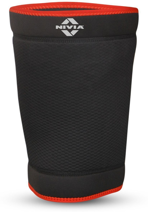 NIVIA Orthopedic Thigh Support Knitted One Size Fit Most ( Free Size, Black/Red) Knee Support(Black, Red)