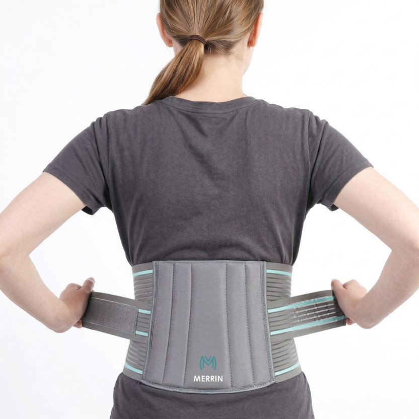 Merrin Lumbo Sacral Lower Back Pain Relief Brace With Double Strapping Abdominal Belt Back / Lumbar Support(Grey)
