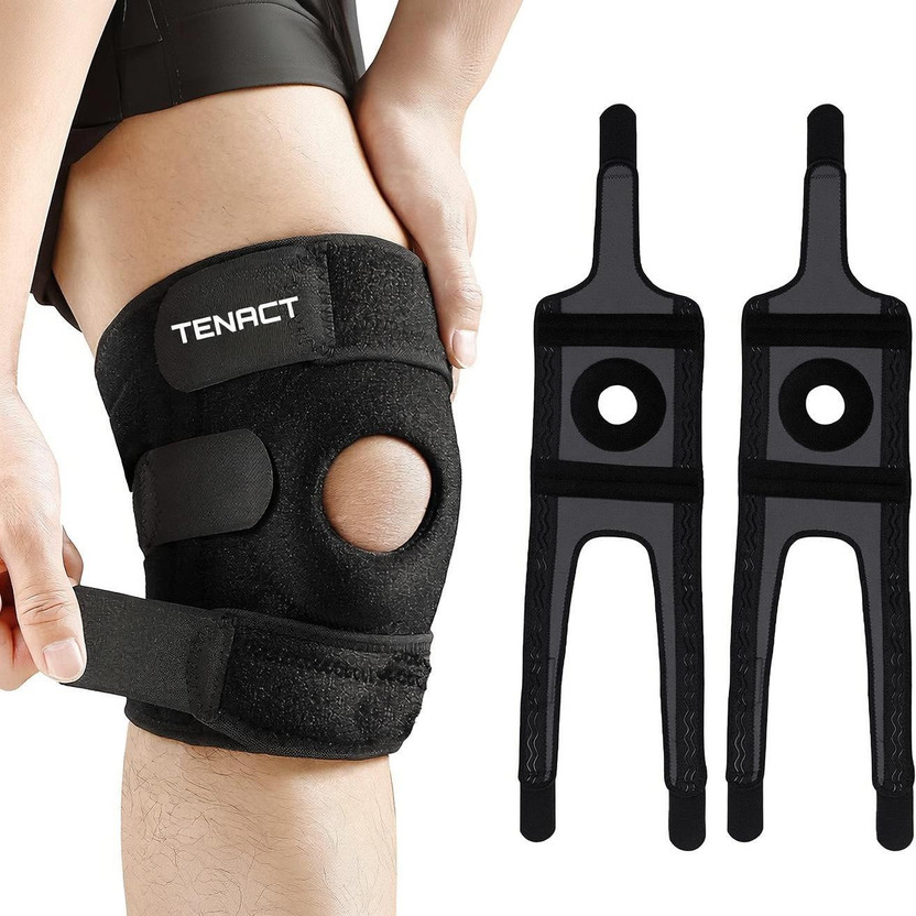 TENACT Knee Cap for Men & Women Bi-Directional Starps Knee Pain Relief Belt Knee Support(Black)