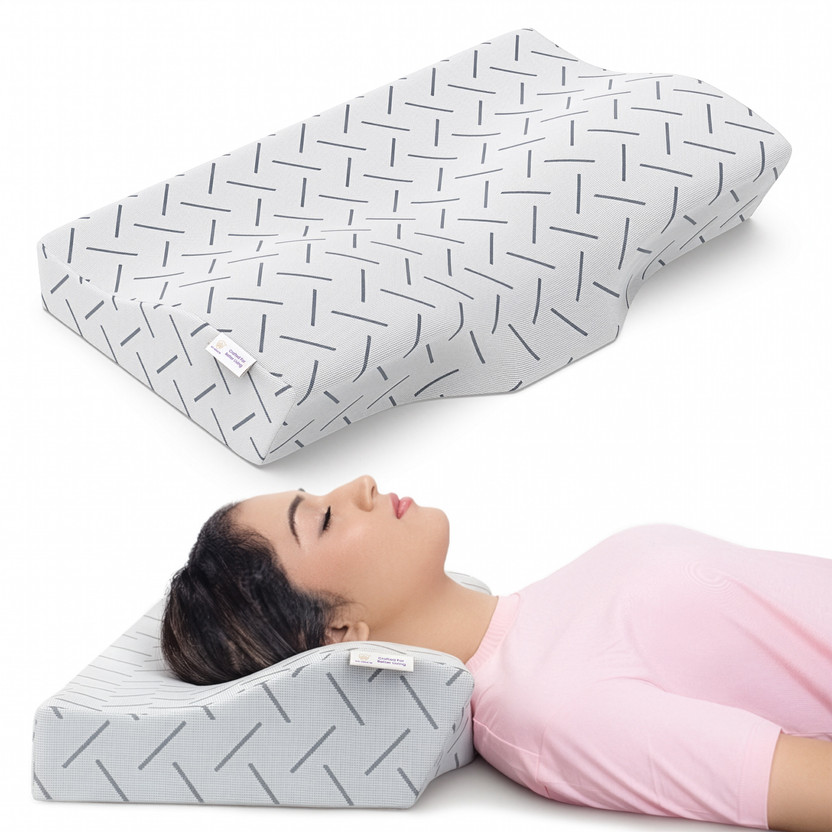 MY ARMOR Cool Gel Memory Foam Cervical Pillow for Neck Pain and Shoulder Pain Relief Cervical Pillow(White)