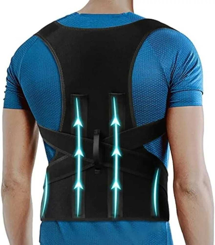 AFCYCARE Posture Corrector With Adjustable Straps, Improve Hunchback - Unisex Back / Lumbar Support(Black)