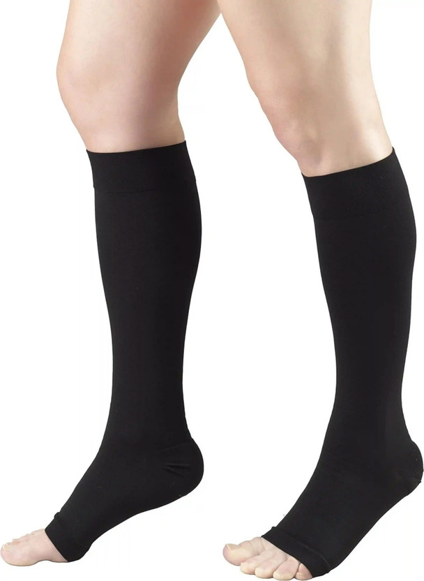 KUDIZE Compression Below Knee Open Toe 4 Way Stretch Foot Support Socks XS Foot Support