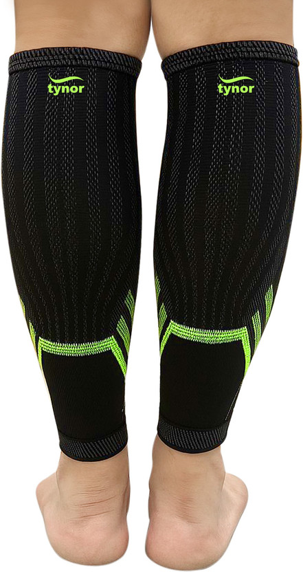 TYNOR Calf and Shin Support Air Pro, Black & Green, Medium, 1 Pair Knee Support
