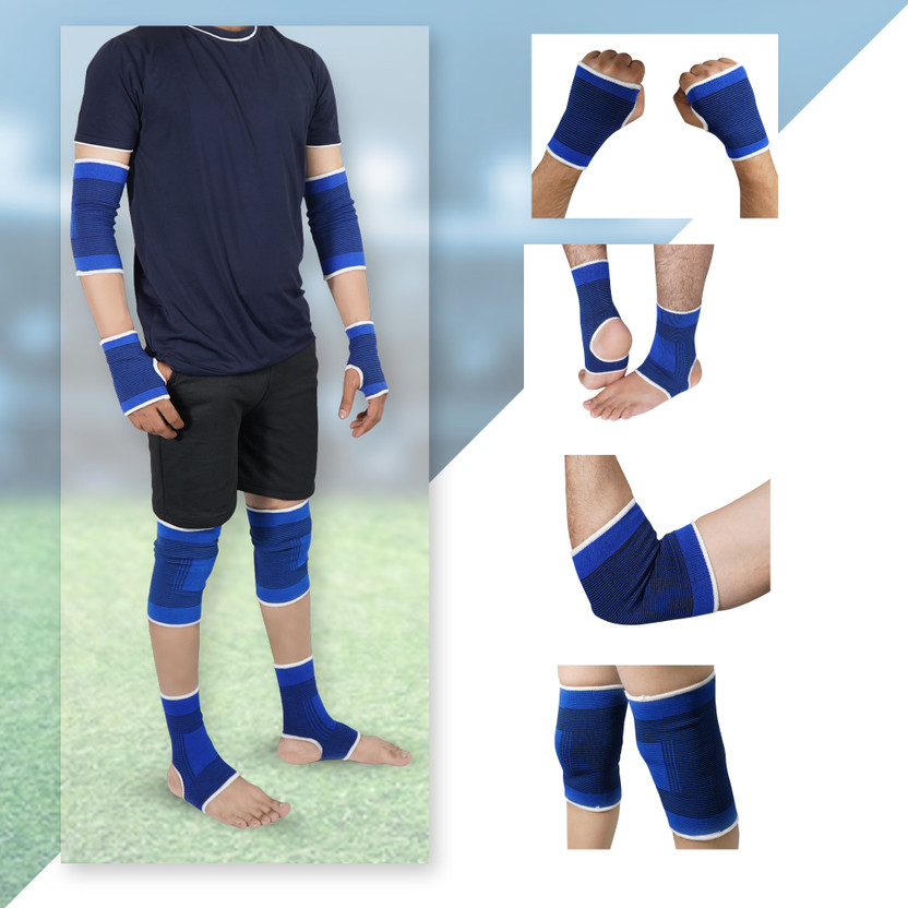 Manogyam Ankle,Elbow,Palm,Knee Support for Surgical and Sports Like Hockey,Bike,Crossfit Knee Support(Blue)